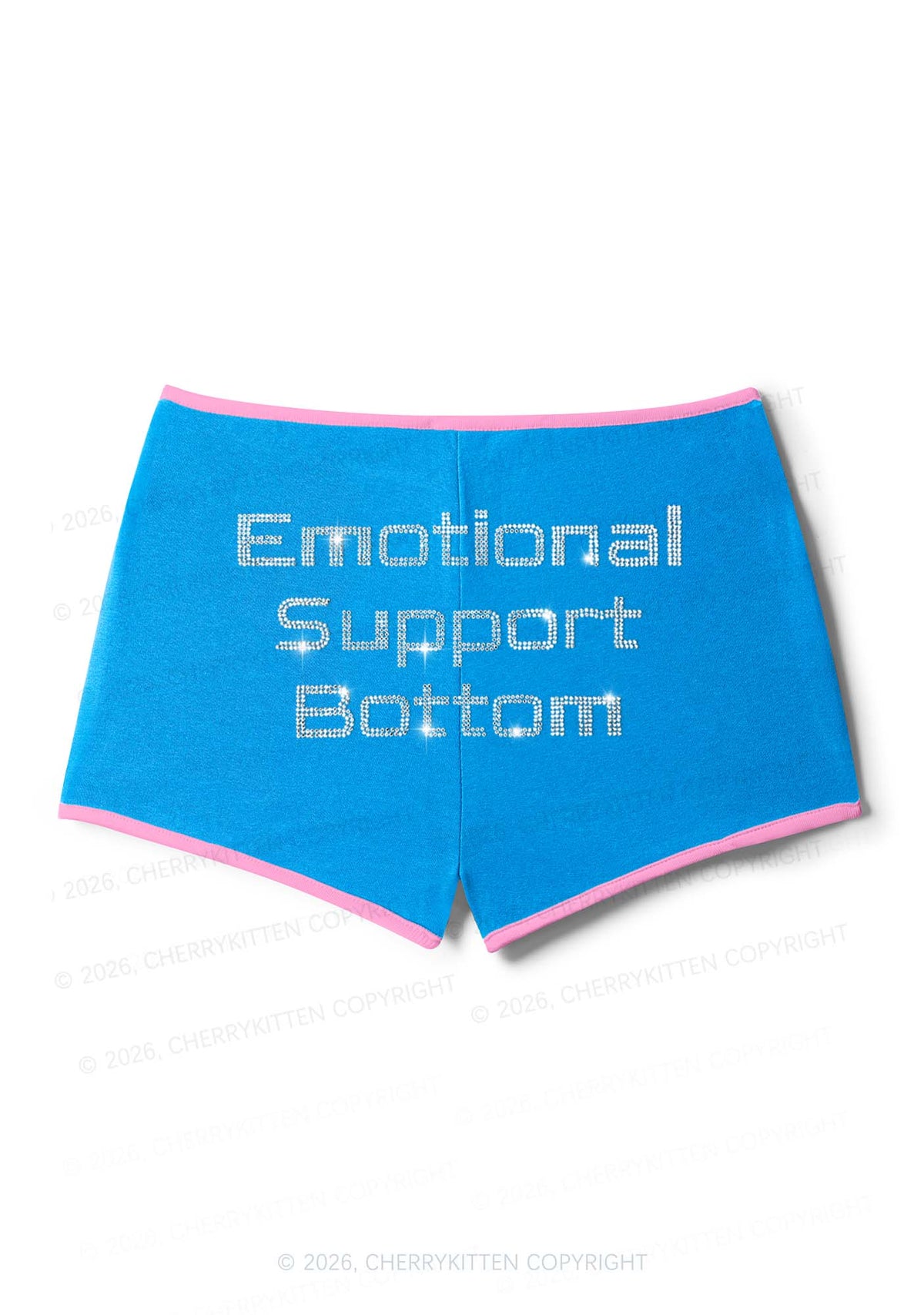 Rhinestone Emotional Support Bottom Pride Y2K Booty Shorts Cherrykitten