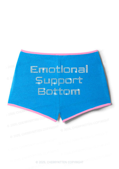 Rhinestone Emotional Support Bottom Pride Y2K Booty Shorts Cherrykitten