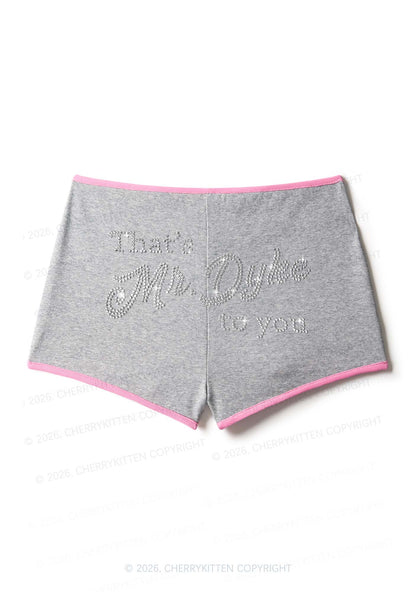 Rhinestone Thats Mr Dyke To You Pride Y2K Booty Shorts Cherrykitten