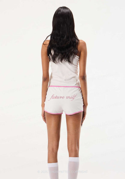 Rhinestone Pink Future Mxxf Y2K Booty Shorts Cherrykitten
