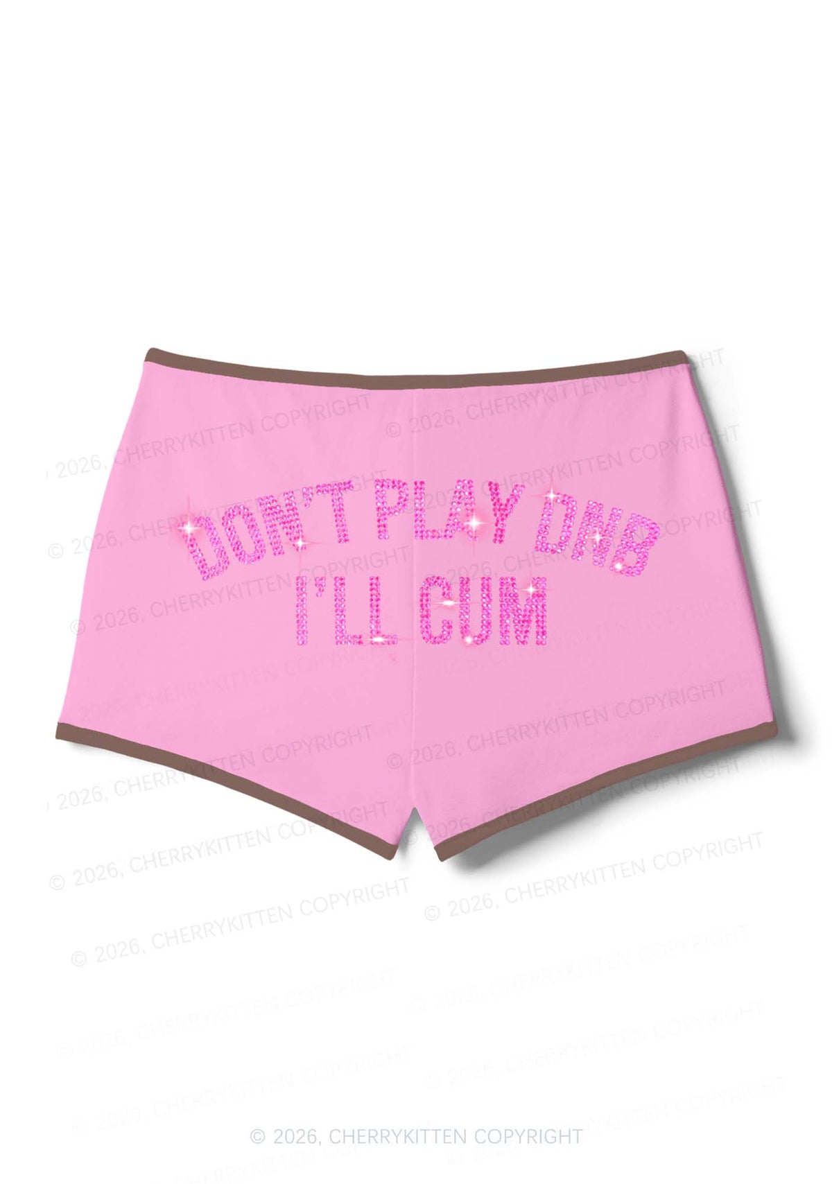 Rhinestone Dont Play DNB Y2K Booty Shorts Cherrykitten