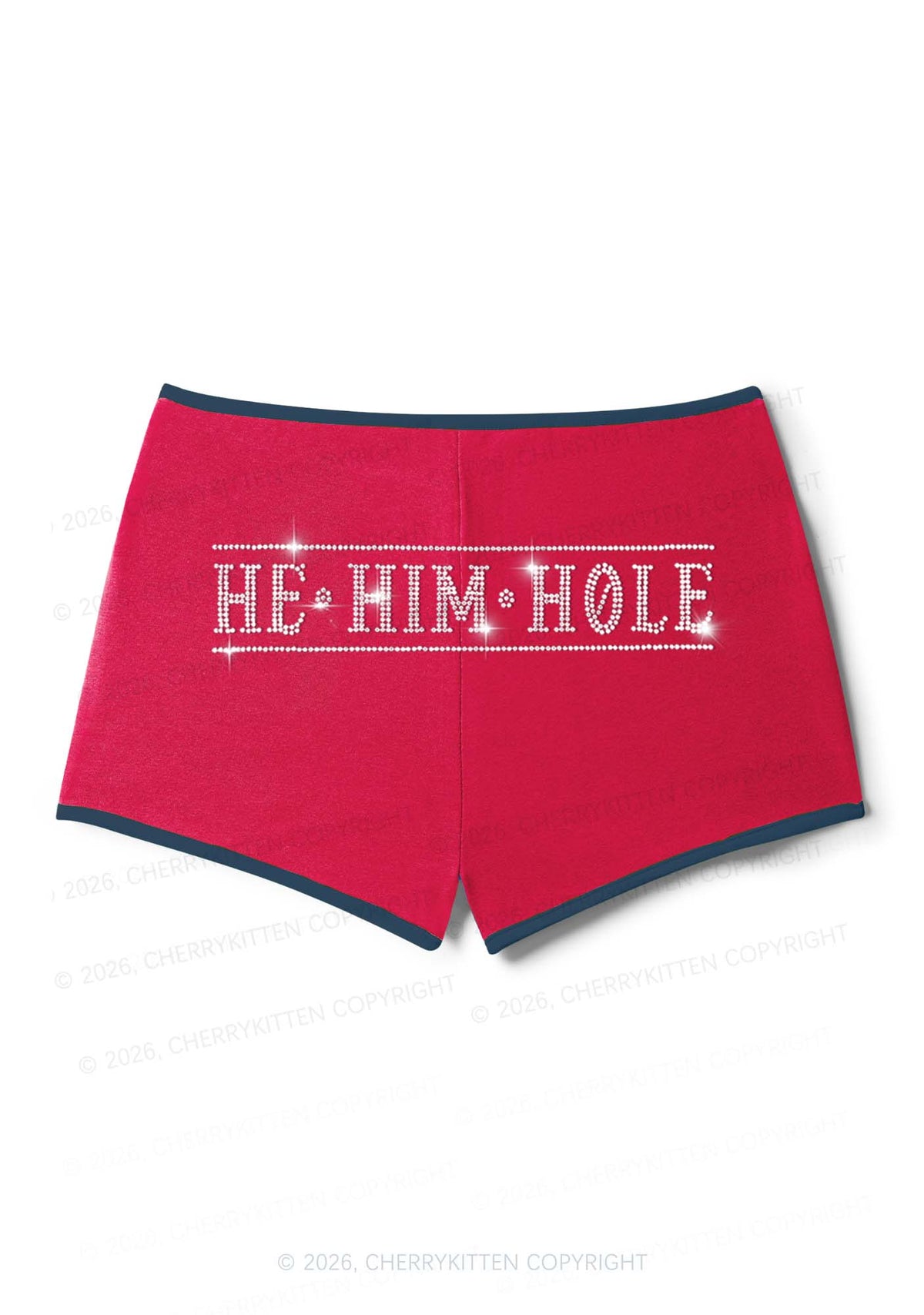 Rhinestone He Him Hole Pride Y2K Booty Shorts Cherrykitten