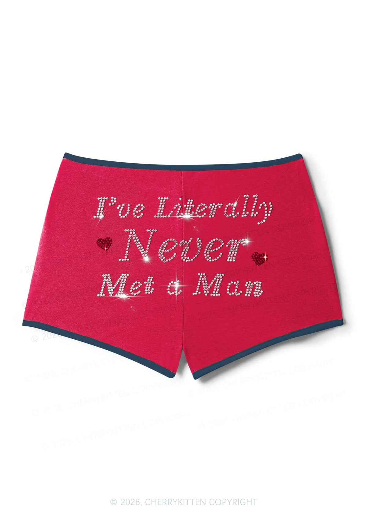 Rhinestone Never Met A Man Pride Y2K Booty Shorts Cherrykitten