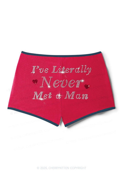 Rhinestone Never Met A Man Pride Y2K Booty Shorts Cherrykitten