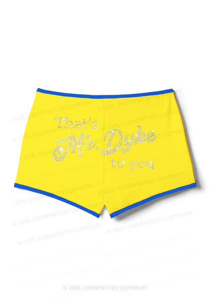 Rhinestone Thats Mr Dyke To You Pride Y2K Booty Shorts Cherrykitten