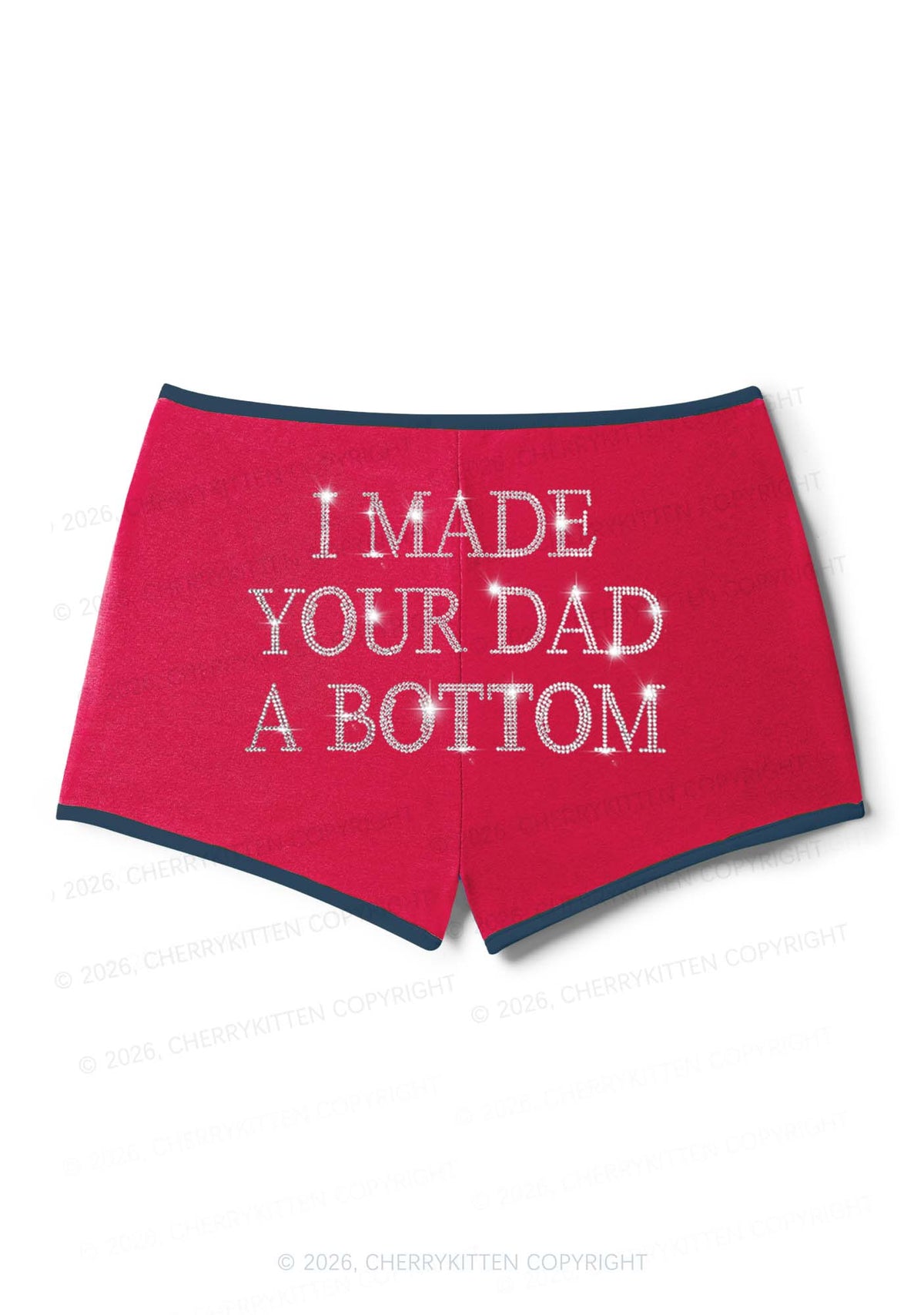 Rhinestone Made Your Dad A Bottom Pride Y2K Booty Shorts Cherrykitten