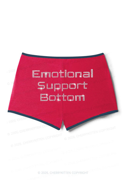 Rhinestone Emotional Support Bottom Pride Y2K Booty Shorts Cherrykitten