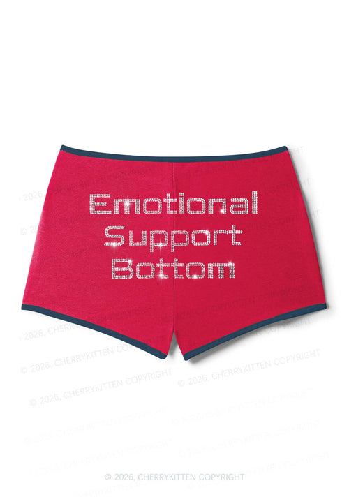 Rhinestone Emotional Support Bottom Pride Y2K Booty Shorts Cherrykitten