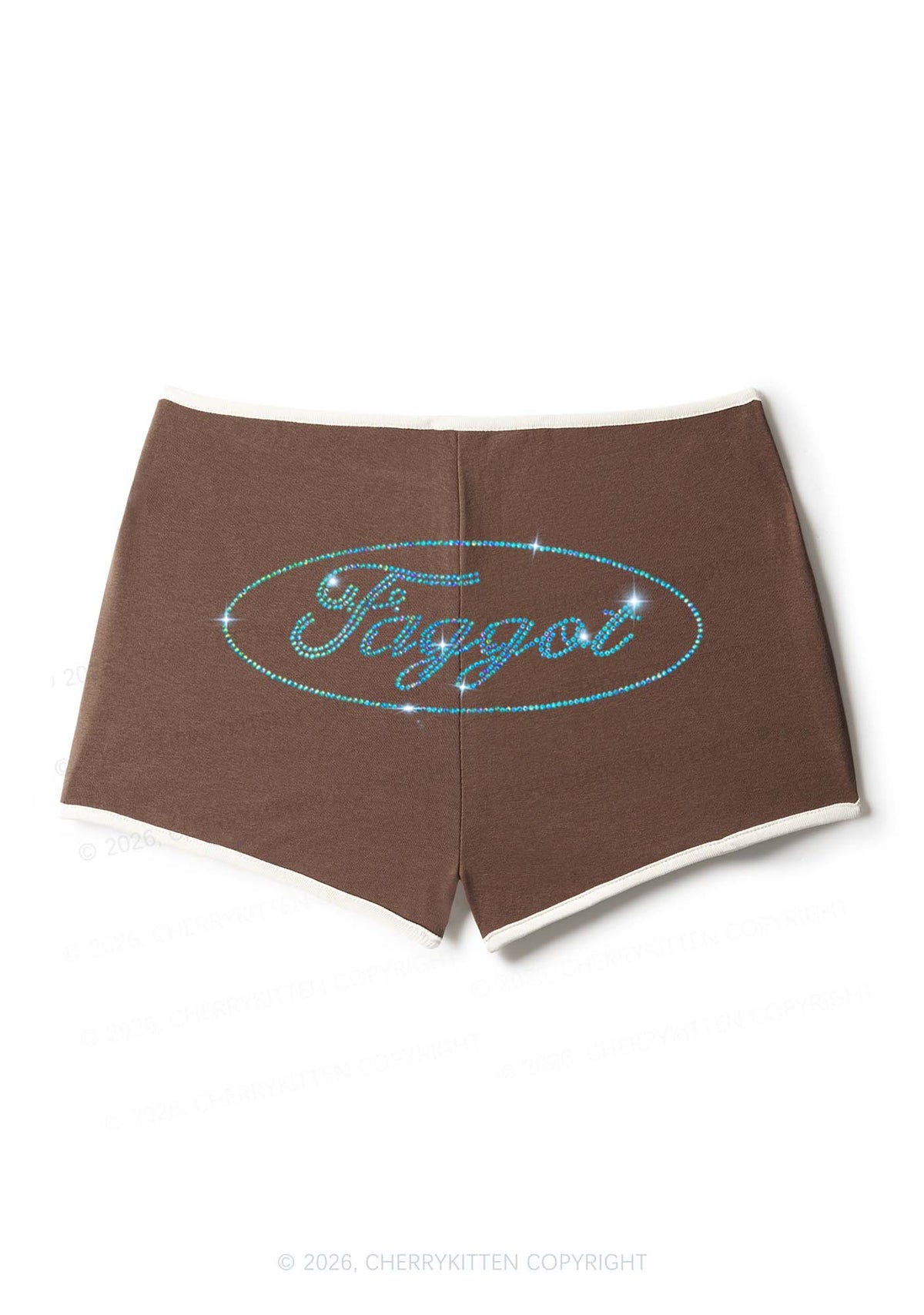 Rhinestone Oval Faggot Pride Y2K Booty Shorts Cherrykitten