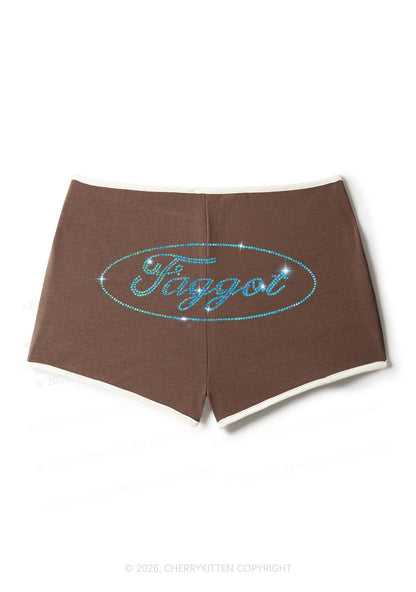 Rhinestone Oval Faggot Pride Y2K Booty Shorts Cherrykitten
