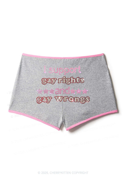 Rhinestone I Support Gay Rights Y2K Booty Shorts Cherrykitten