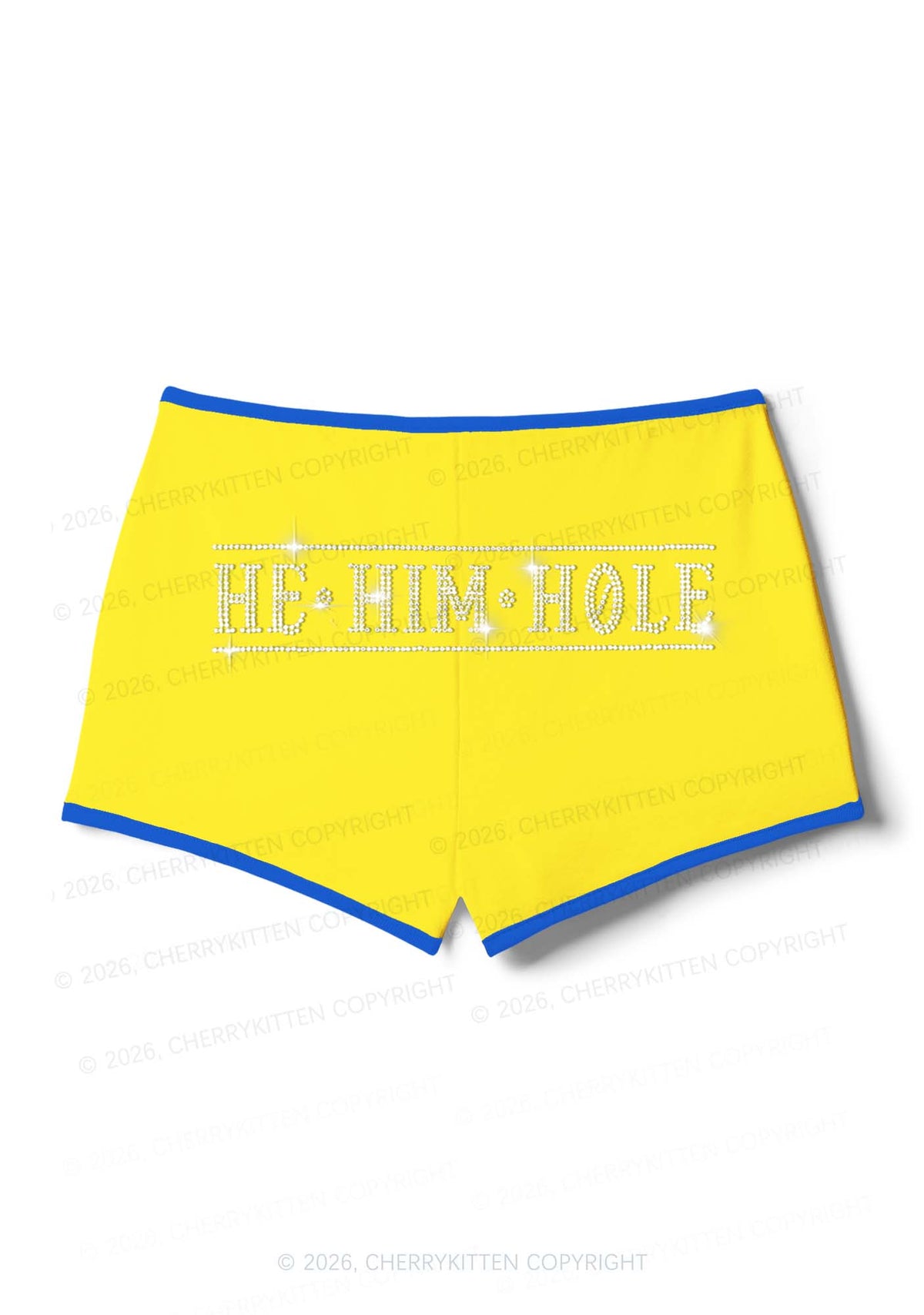 Rhinestone He Him Hole Pride Y2K Booty Shorts Cherrykitten