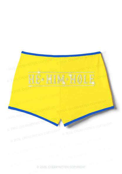 Rhinestone He Him Hole Pride Y2K Booty Shorts Cherrykitten
