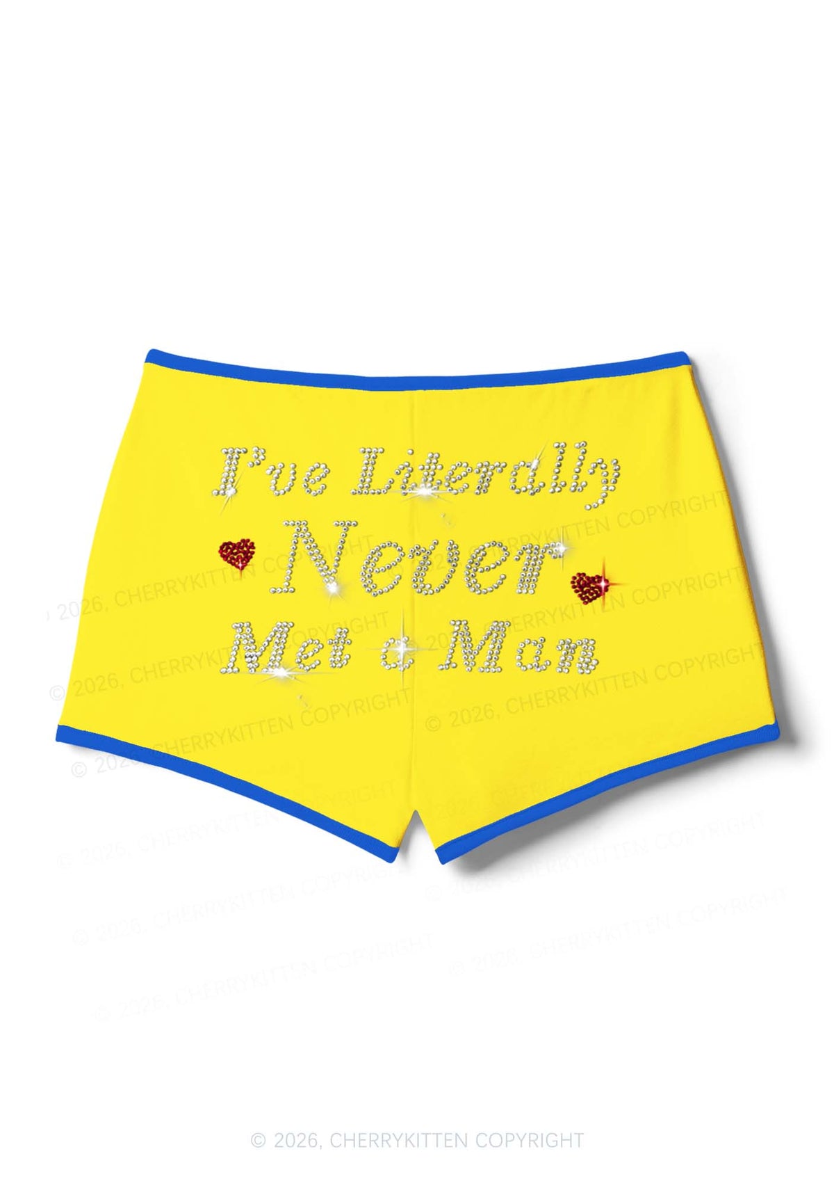 Rhinestone Never Met A Man Pride Y2K Booty Shorts Cherrykitten