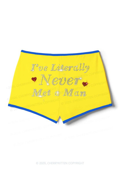 Rhinestone Never Met A Man Pride Y2K Booty Shorts Cherrykitten