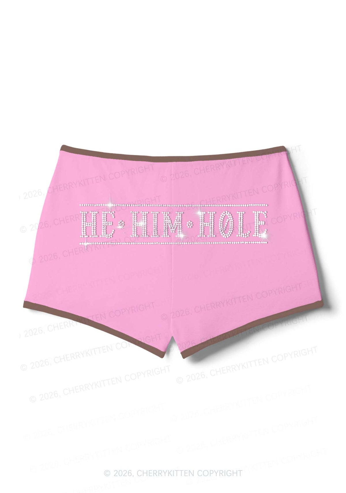Rhinestone He Him Hole Pride Y2K Booty Shorts Cherrykitten