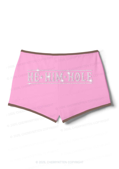 Rhinestone He Him Hole Pride Y2K Booty Shorts Cherrykitten
