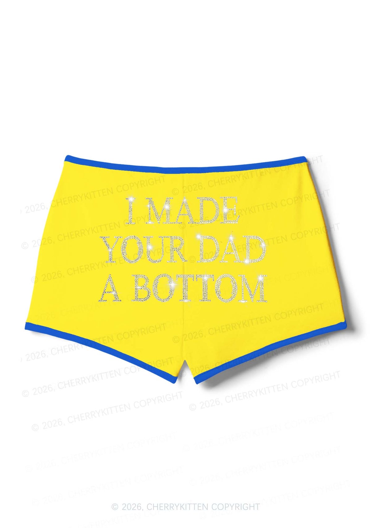 Rhinestone Made Your Dad A Bottom Pride Y2K Booty Shorts Cherrykitten