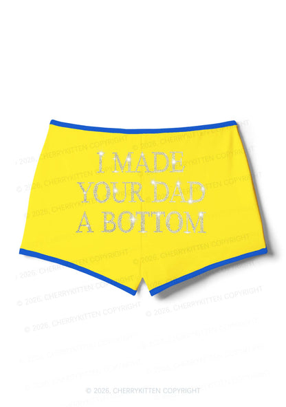 Rhinestone Made Your Dad A Bottom Pride Y2K Booty Shorts Cherrykitten