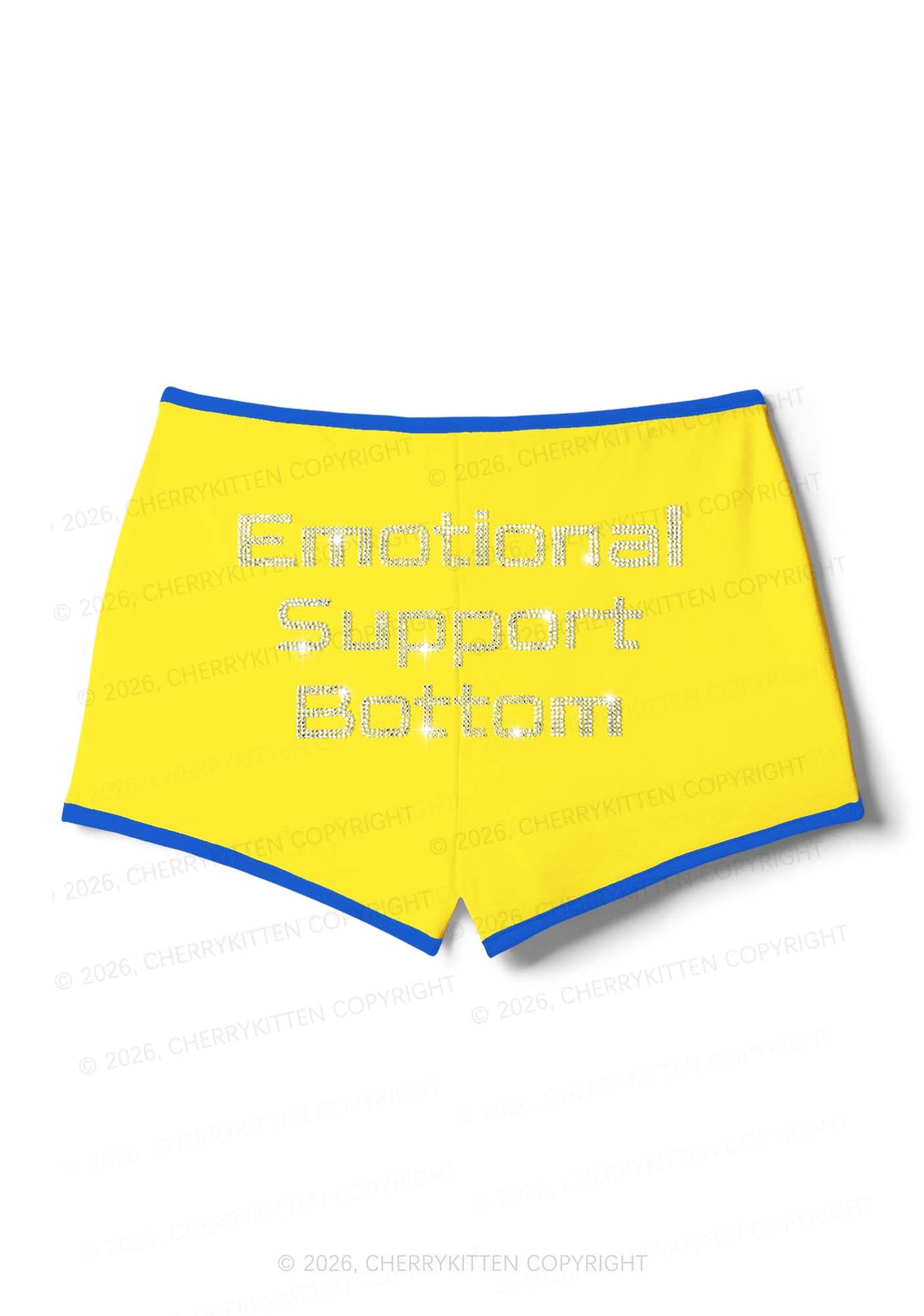 Rhinestone Emotional Support Bottom Pride Y2K Booty Shorts Cherrykitten