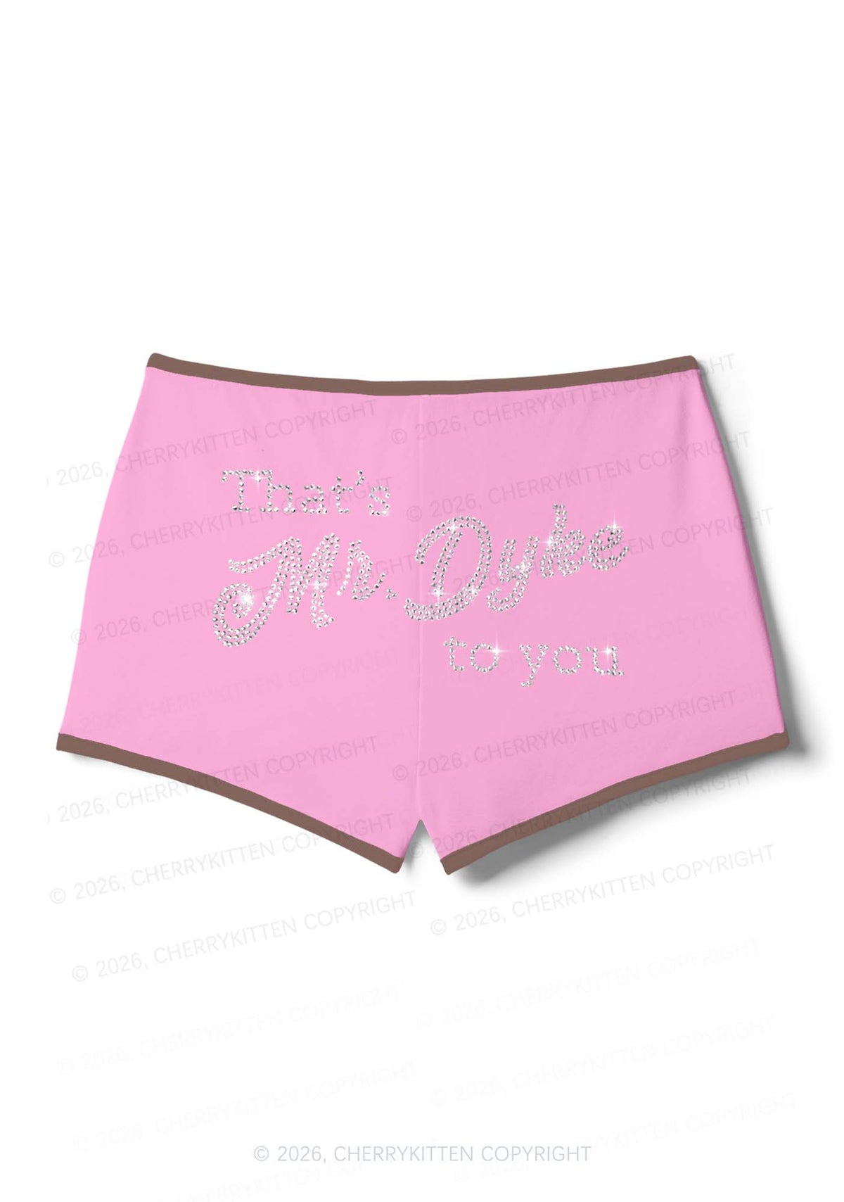 Rhinestone Thats Mr Dyke To You Pride Y2K Booty Shorts Cherrykitten