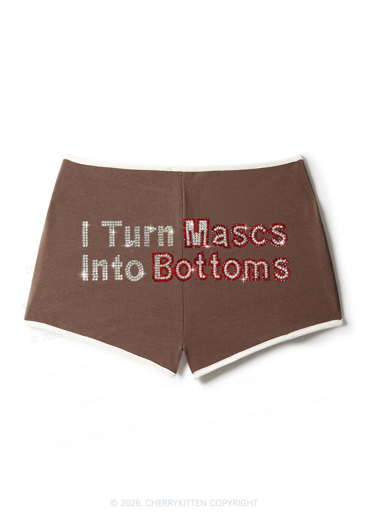Rhinestone I Turn Mascs Into Bottoms Y2K Booty Shorts Cherrykitten