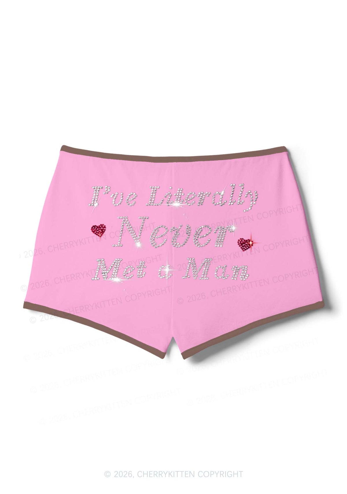 Rhinestone Never Met A Man Pride Y2K Booty Shorts Cherrykitten