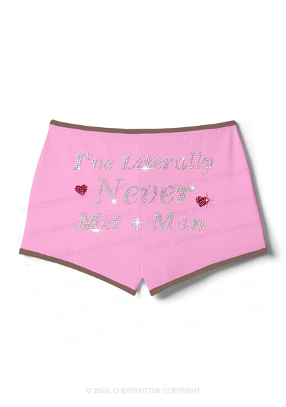Rhinestone Never Met A Man Pride Y2K Booty Shorts Cherrykitten