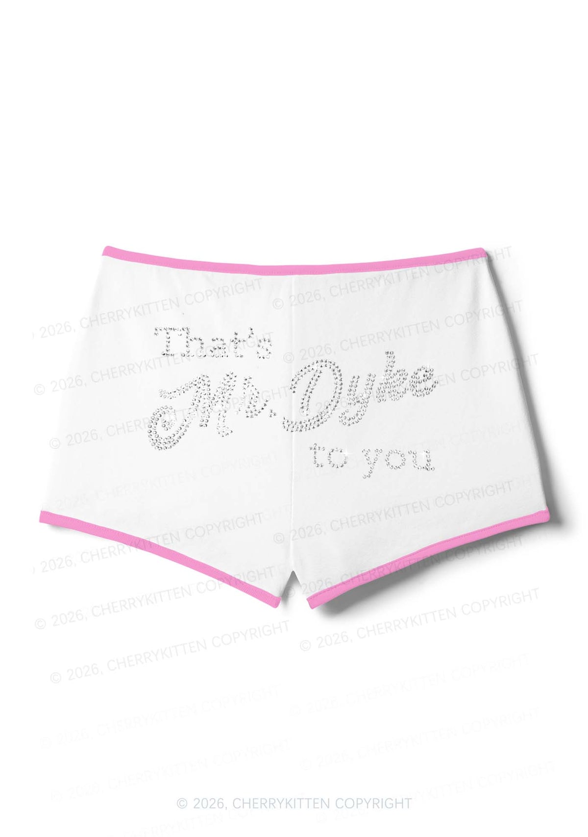 Rhinestone Thats Mr Dyke To You Pride Y2K Booty Shorts Cherrykitten