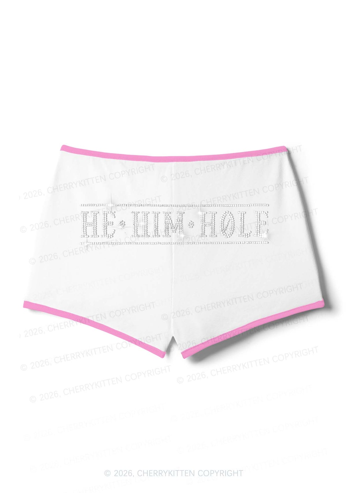 Rhinestone He Him Hole Pride Y2K Booty Shorts Cherrykitten