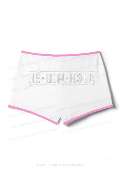 Rhinestone He Him Hole Pride Y2K Booty Shorts Cherrykitten