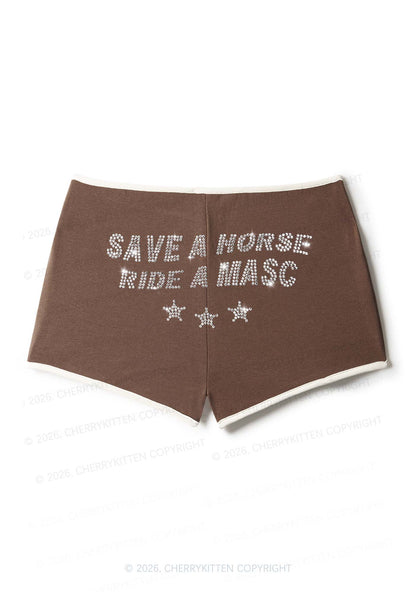 Rhinestone Ride A Masc Pride Y2K Booty Shorts Cherrykitten