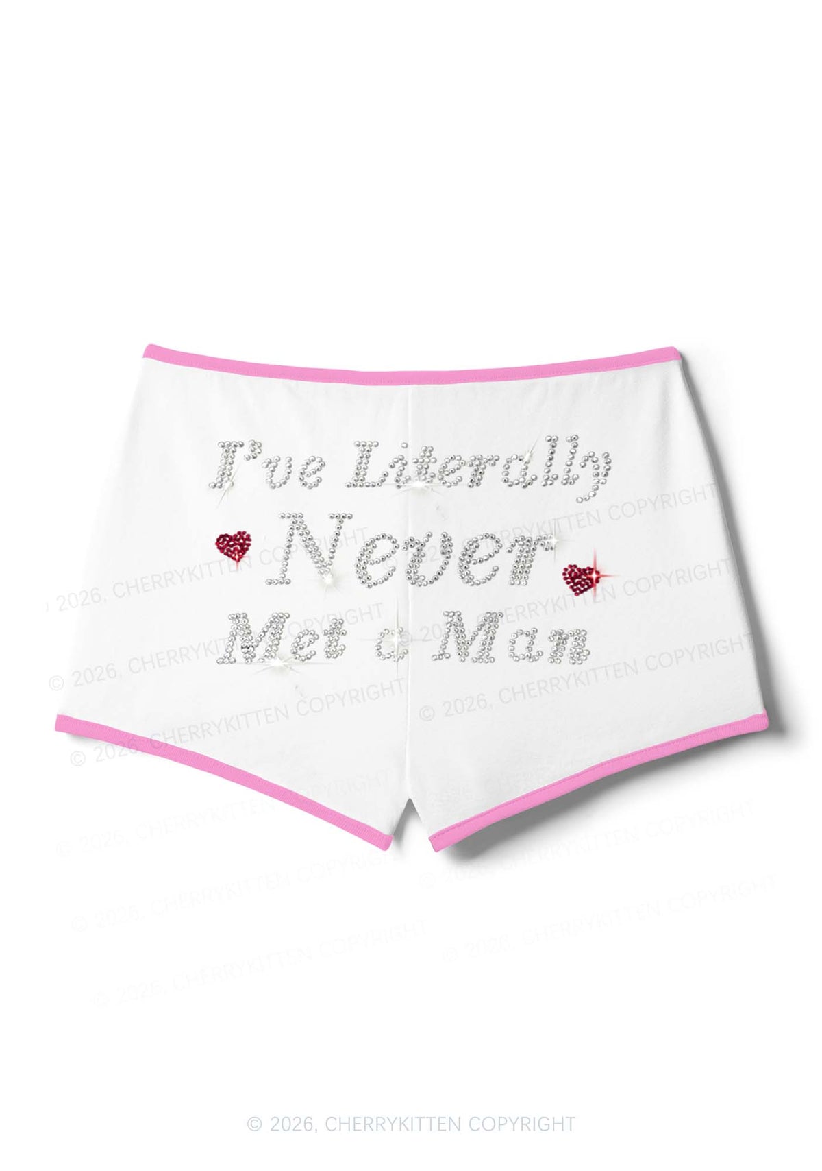 Rhinestone Never Met A Man Pride Y2K Booty Shorts Cherrykitten