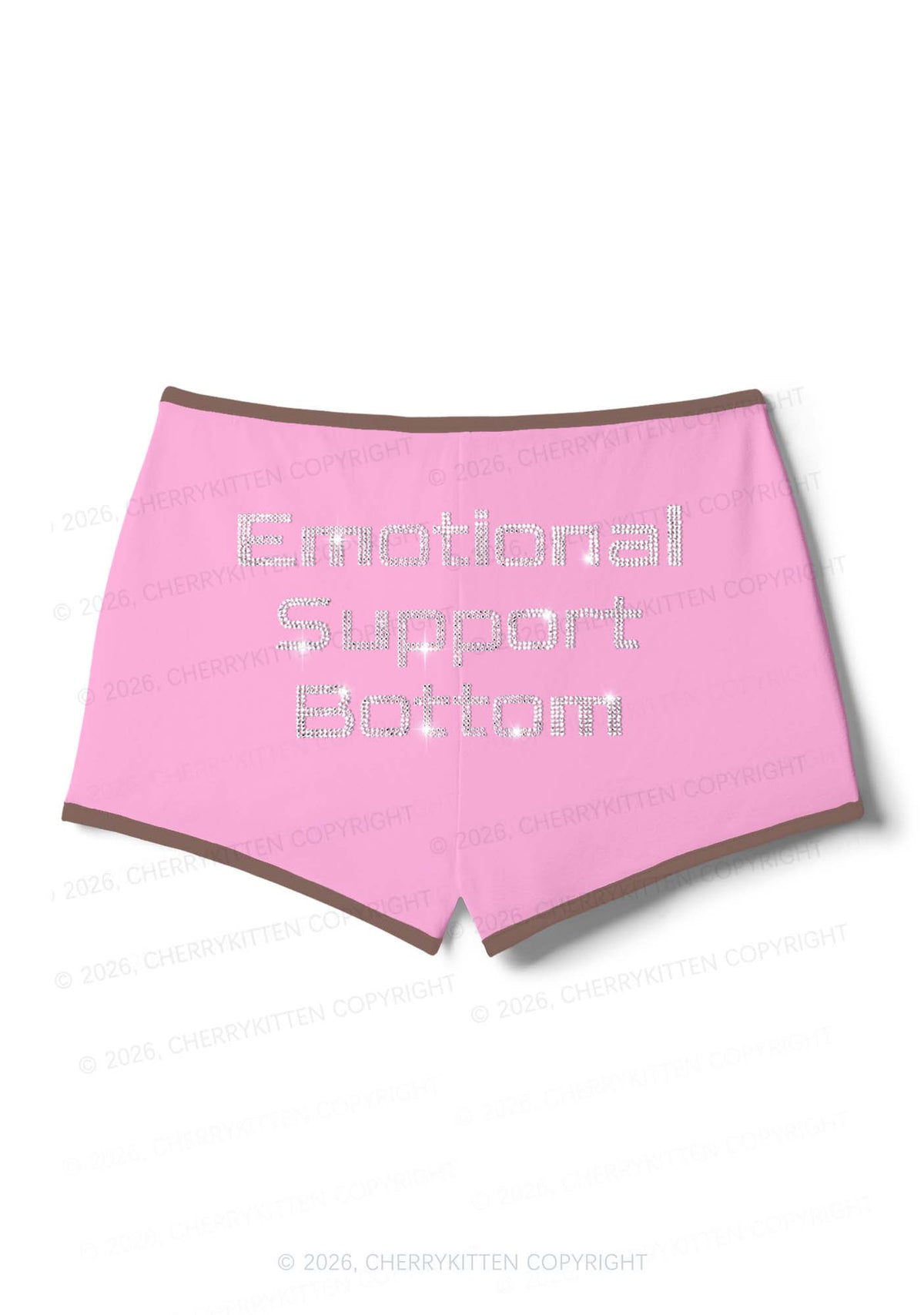 Rhinestone Emotional Support Bottom Pride Y2K Booty Shorts Cherrykitten