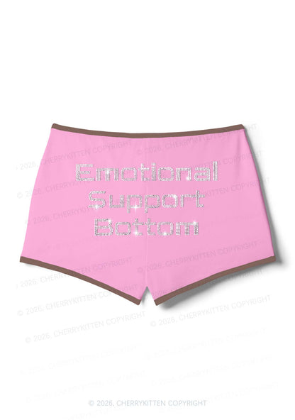 Rhinestone Emotional Support Bottom Pride Y2K Booty Shorts Cherrykitten