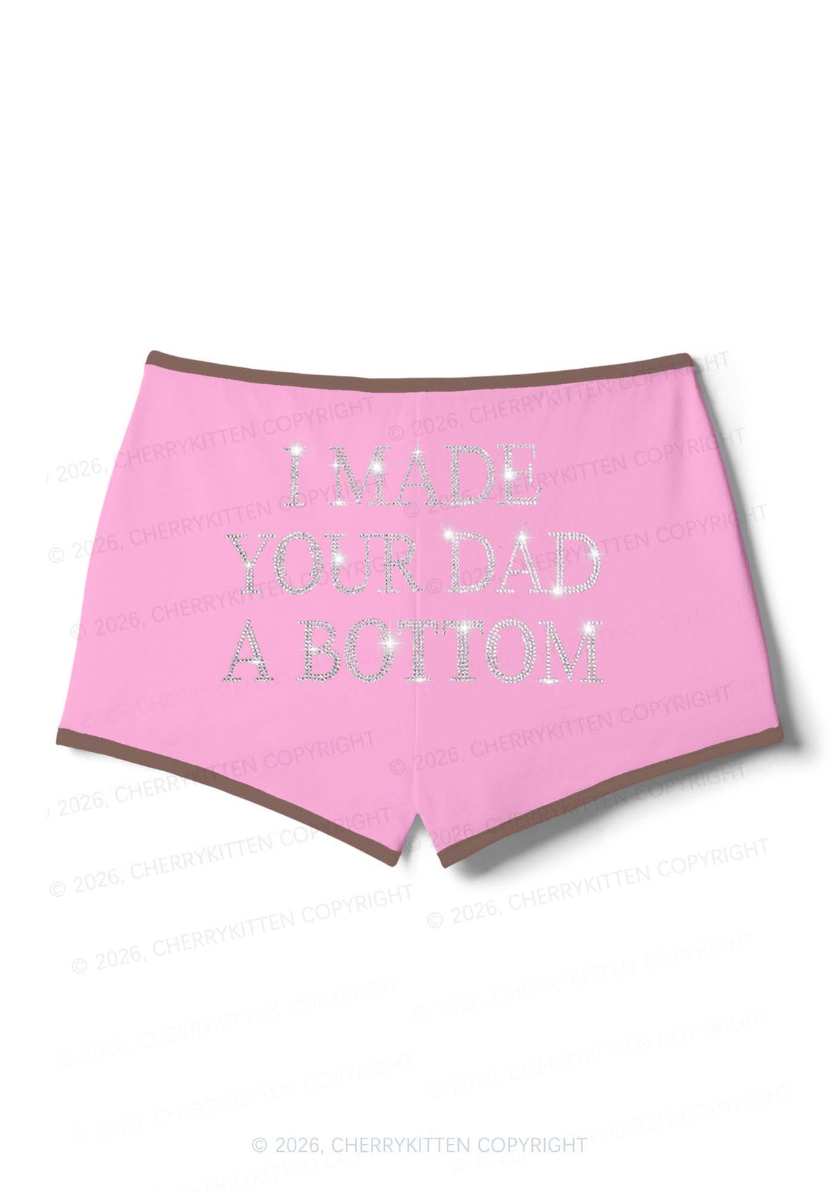 Rhinestone Made Your Dad A Bottom Pride Y2K Booty Shorts Cherrykitten