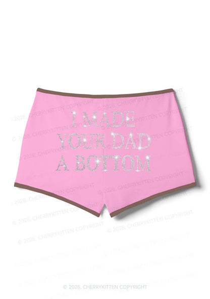 Rhinestone Made Your Dad A Bottom Pride Y2K Booty Shorts Cherrykitten