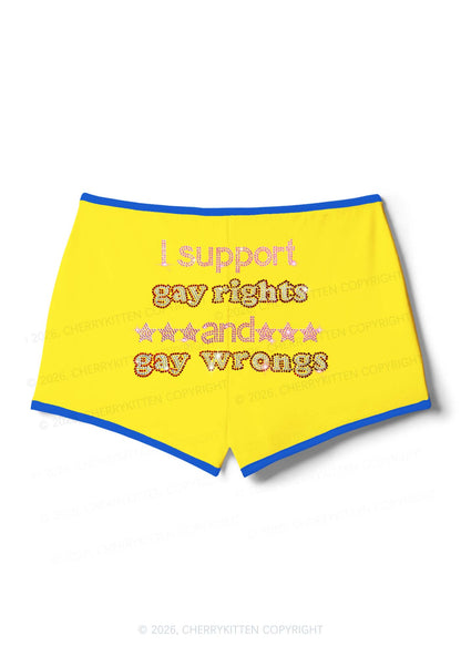 Rhinestone I Support Gay Rights Y2K Booty Shorts Cherrykitten