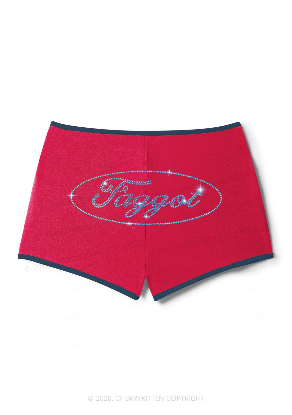 Rhinestone Oval Faggot Pride Y2K Booty Shorts Cherrykitten