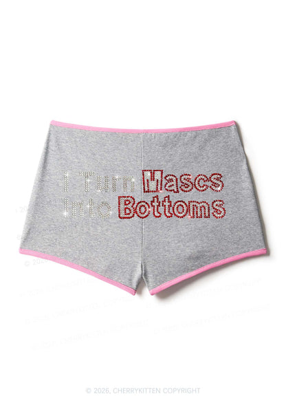 Rhinestone I Turn Mascs Into Bottoms Y2K Booty Shorts Cherrykitten