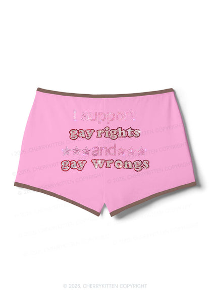 Rhinestone I Support Gay Rights Y2K Booty Shorts Cherrykitten