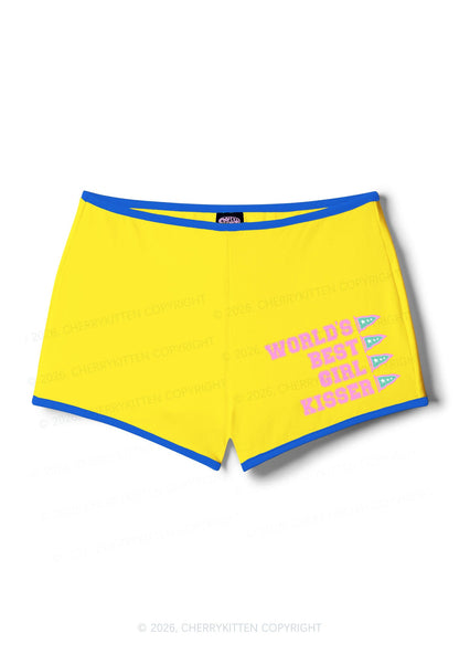 Worlds Best Girl Kisser Pride Y2K Booty Shorts Cherrykitten