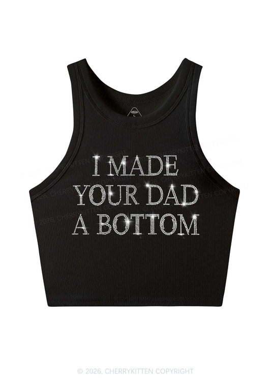 Rhinestone Made Your Dad A Bottom Pride Y2K Crop Tank Top Cherrykitten