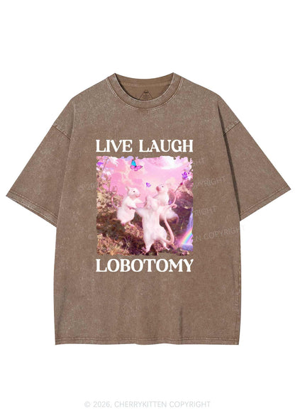 Live Laugh Lobotomy Rats Y2K Shirts Washed Tee Cherrykitten Art by OhStuffinell Taxidermy