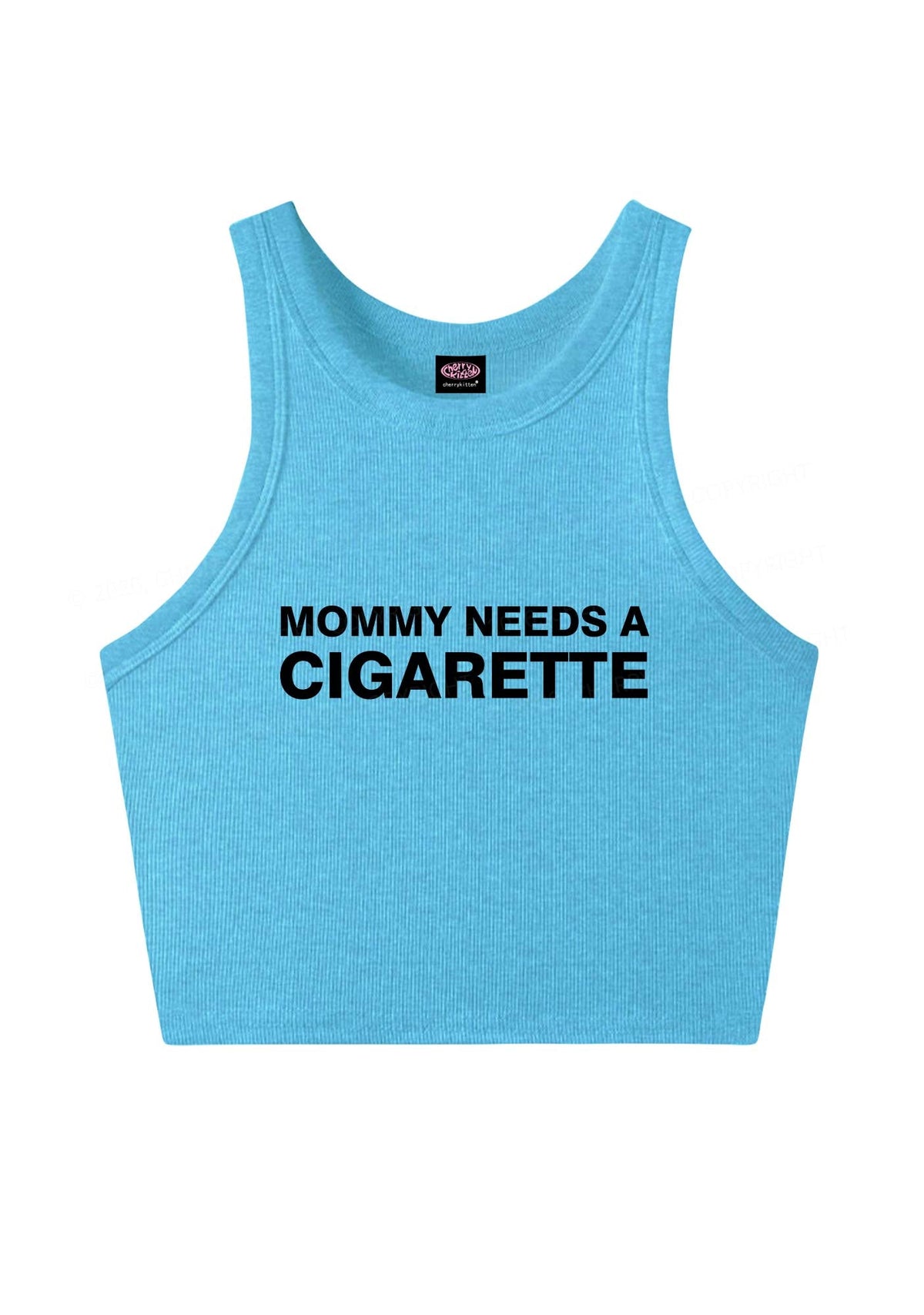 Mommy Needs A Cigarette Y2K Crop Tank Top Cherrykitten