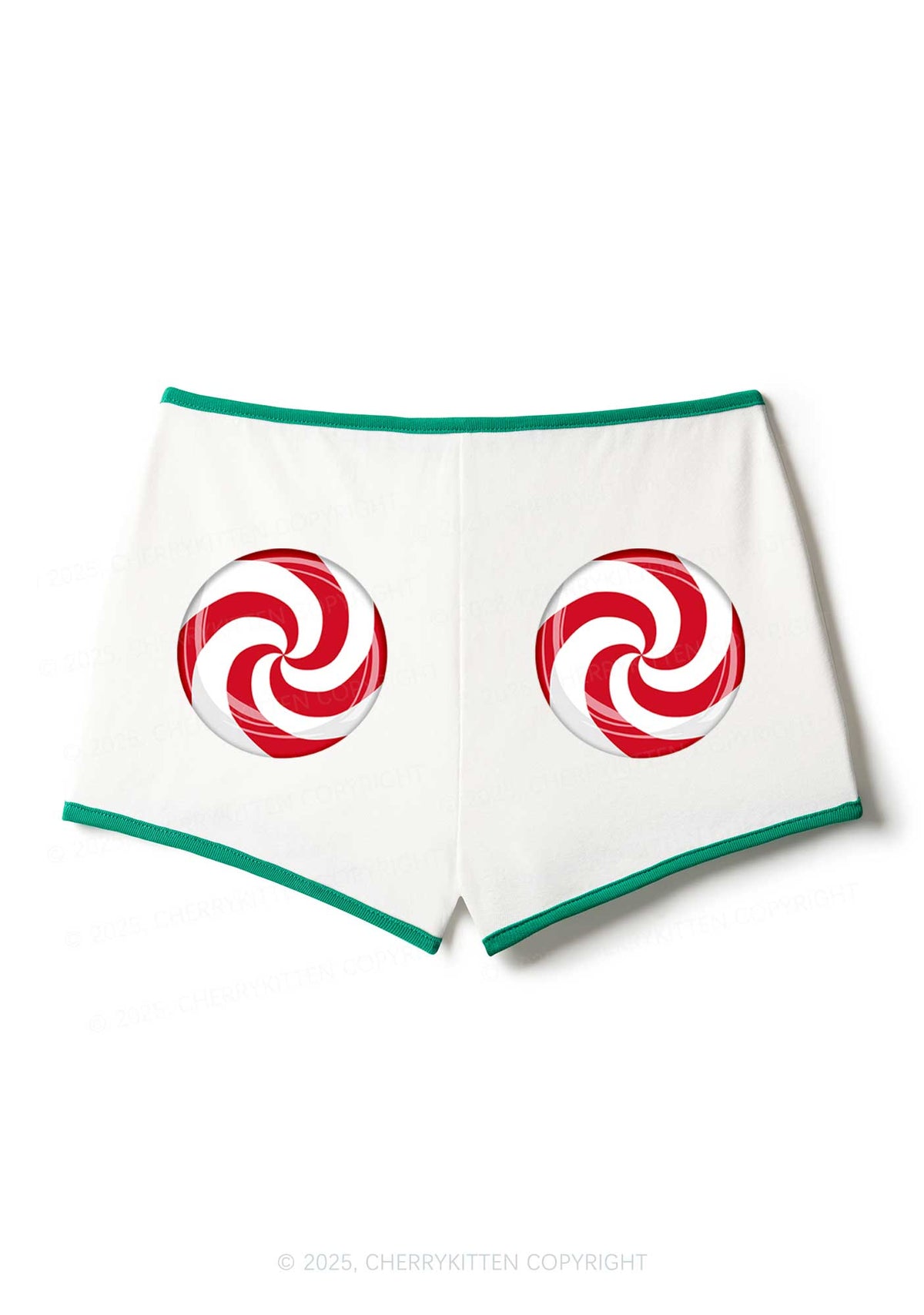 Christmas Sugar Swirl Y2K Booty Shorts Cherrykitten