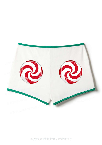 Christmas Sugar Swirl Y2K Booty Shorts Cherrykitten