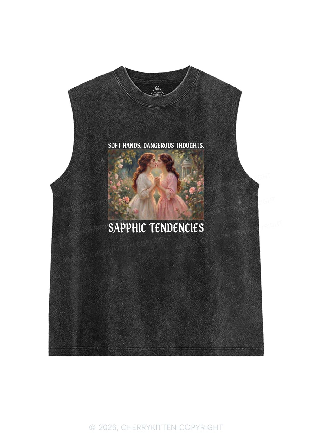Soft Sapphic Tendencies Pride Y2K Washed Muscle Tank Cherrykitten