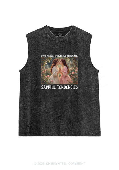Soft Sapphic Tendencies Pride Y2K Washed Muscle Tank Cherrykitten
