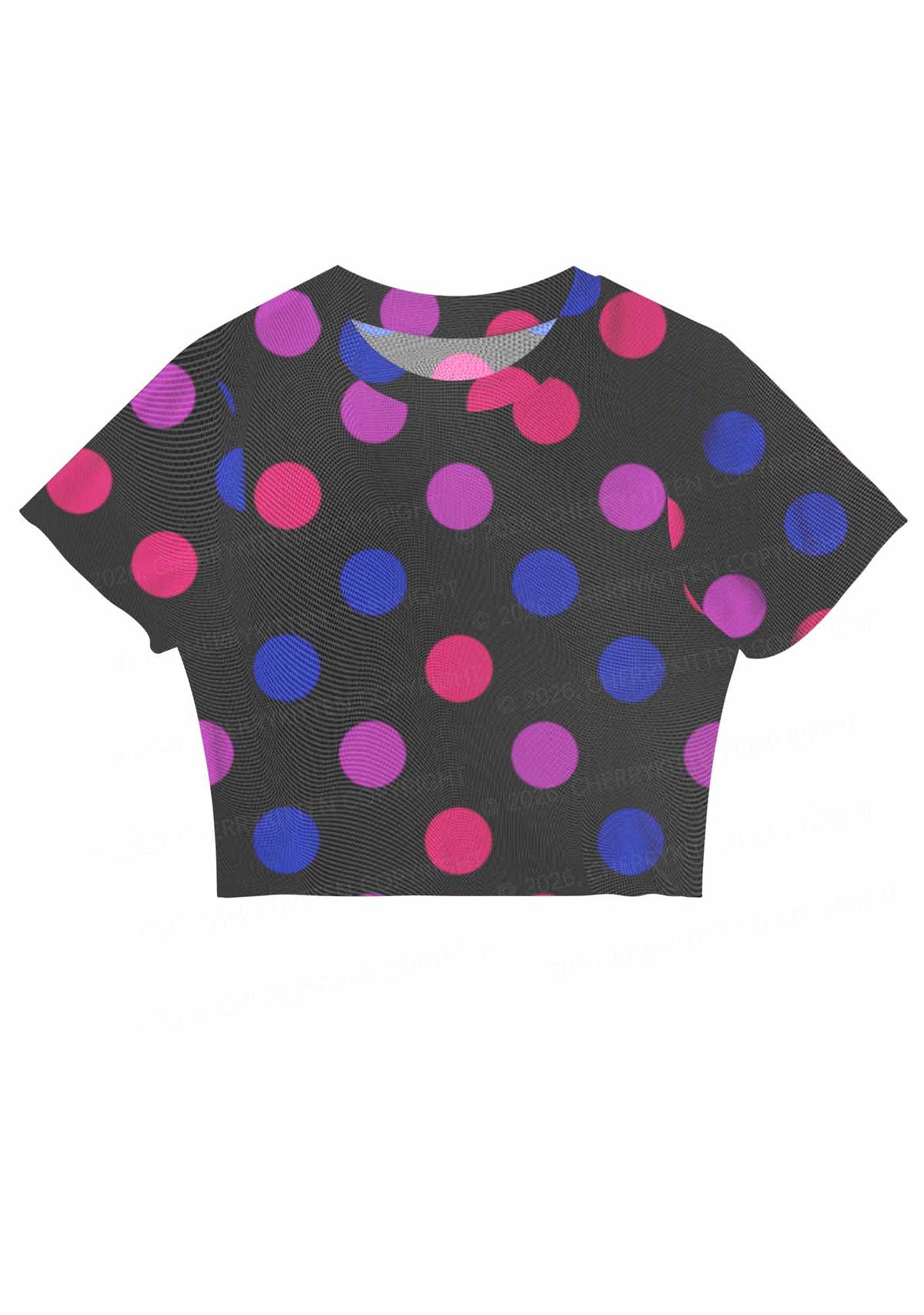 Bisexual Dots On Black Pride Y2K Mesh Crop Top Cherrykitten